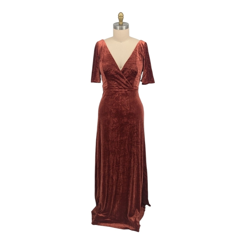 01531 Ever Pretty Velvet Maxi Dress Rustic Orange Size 2XL wedding evening forma